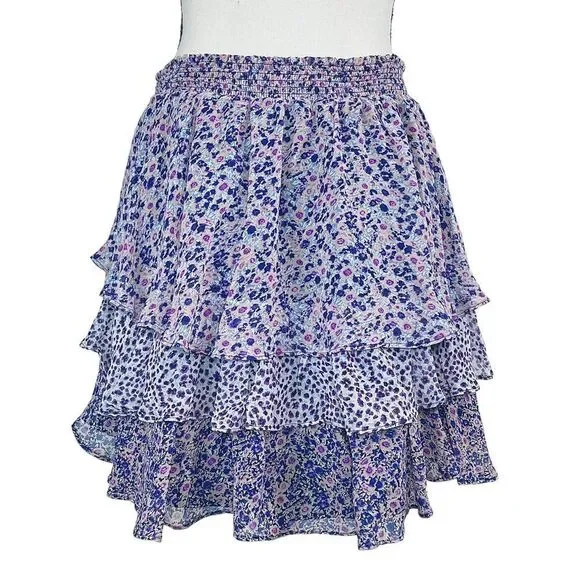 Joie Tiered Floral Silk Skirt Cottagecore Feminine - Picture 4 of 7